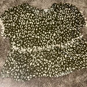 Chic Soul Green Leopard Print Top 2X